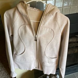 Cream zip lulu hoodie